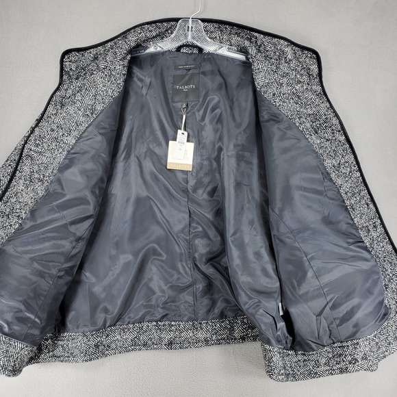 Talbots Boucle Herringbone Jacket Woven Italy Size 2X Career Mob Wife Wool Blend - Picture 2 of 8